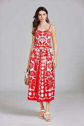Print Halter A Line Long Dress