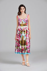 Print Halter A Line Long Dress
