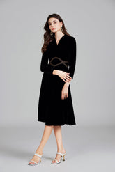 Solid Color Zipper Elegant Dress