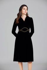 Solid Color Zipper Elegant Dress