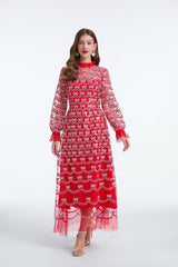 Long Sleeve Sequin A Line Dress