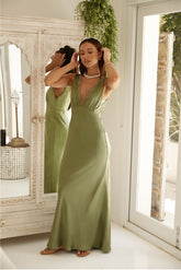 Dress Solid Color V neck Slim Lace Dress Evening Dress