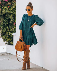 Floral Print Slit Long Sleeved Bubble Sleeve