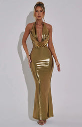 Tight Kardashian Halter Sheath Dress Swing Collar Halterneck