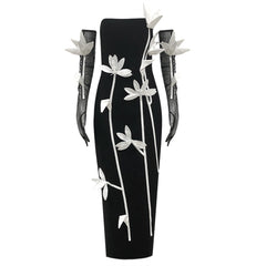 Office Tube Top Bandage Three Dimensional Floral