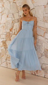 Sleeveless Splicing Sling Long Backless Lace up Large Swing Dress