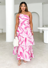 Single Shoulder Suspender Printing Dress