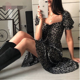 Dress Printed Short Sleeve Split Dress