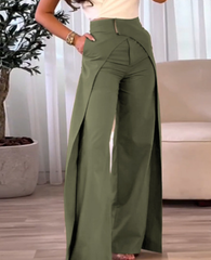 Asymmetrical Design Wide Leg Pants