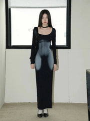 Maxikleid mit 3D-Bodyprint