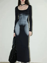Maxikleid mit 3D-Bodyprint