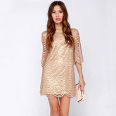 Vestido mini con cuello redondo y estampado de secuoya