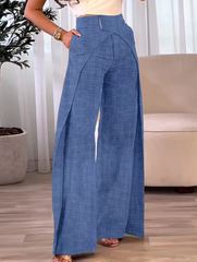 Asymmetrical Design Wide Leg Pants