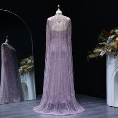 Beaded Nude Kaftan Evening Dress