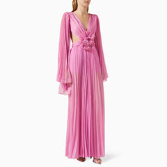 Pink 3D Floral Maxi Dress