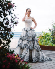 Ruffles Ball Gown Tulle Evening Dress| Customized