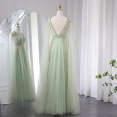Cape Sleeves Chiffon Plus Size Party Gown