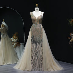 Dusty Champagne Pink Evening Dresses with Overskirt