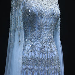 Tulle Mermaid Evening Dresses with Cape Sleeves