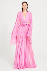 Pink 3D Floral Maxi Dress