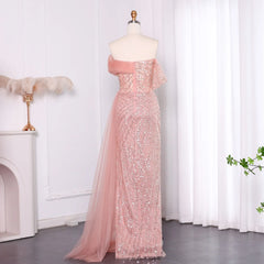Blush Pink Off-Shoulder Elegant Evening Dress for Women