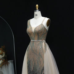 Dusty Champagne Pink Evening Dresses with Overskirt