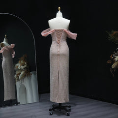 Off-Shoulder Blush Pink Embroidery Dress