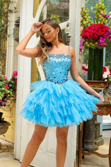 Handmade Glitter Beads Fluffy Short Tulle Dress