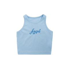 Geripptes Oberteil mit Engel-Print