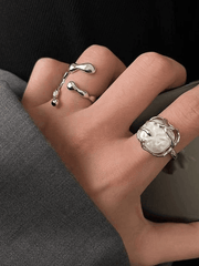 Irregular geometric cuff ring