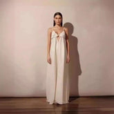 Apricot V neck with Shoulder Straps Loose Sleeveless Straight Vacation Dress