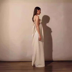 Apricot V neck with Shoulder Straps Loose Sleeveless Straight Vacation Dress