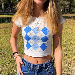 Crop Top mit Argyle-Muster