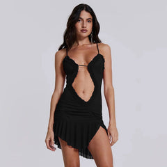 Arrival Backless Dress Trend Mesh Splicing Sling Cropped Outfit Short Dress for