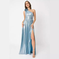 Arrival Dress Shiny Surface Sling Backless High Slit Socialite Dress