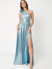 Arrival Dress Shiny Surface Sling Backless High Slit Socialite Dress