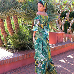 Arrival Dress Floral Print off Shoulder Slim Fit Slimming Office Dress