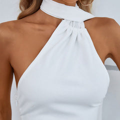 Vestido ajustado sin espalda, con cuello halter, estilo pañuelo, para niña