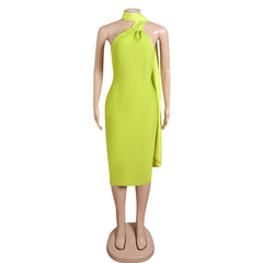 Vestido ajustado sin espalda, con cuello halter, estilo pañuelo, para niña