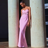Elegant Pink Dress Tube Top Maxi Dress Elegant Formal