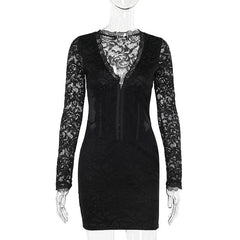 Elegant Long Sleeve Narrow Lace Mini
