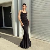 Elegant Slim Strap Backless Lace up