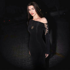 Maxi Dress Solid Color One Shoulder Cold Shoulder Slim Sheath Dress