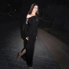 Maxi Dress Solid Color One Shoulder Cold Shoulder Slim Sheath Dress