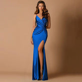 Camisole Stretch V neck Pleated Slit Formal