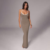 Sheath Slim Fit Maxi Dress Sleeveless Suspenders Dress