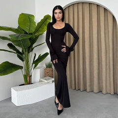 Socialite Elegant round Neck Rose Decorative Long Sleeve