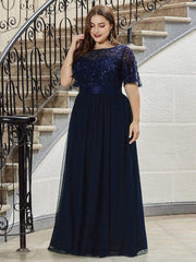 Stretch Waist Patchwork round Neck Party Big a Swing Evening Dress for