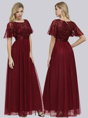 Stretch Waist Patchwork round Neck Party Big a Swing Evening Dress for