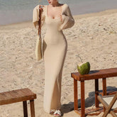 Tipo CaderaElegante Corte Slim Mangas Acampanadas Vaina